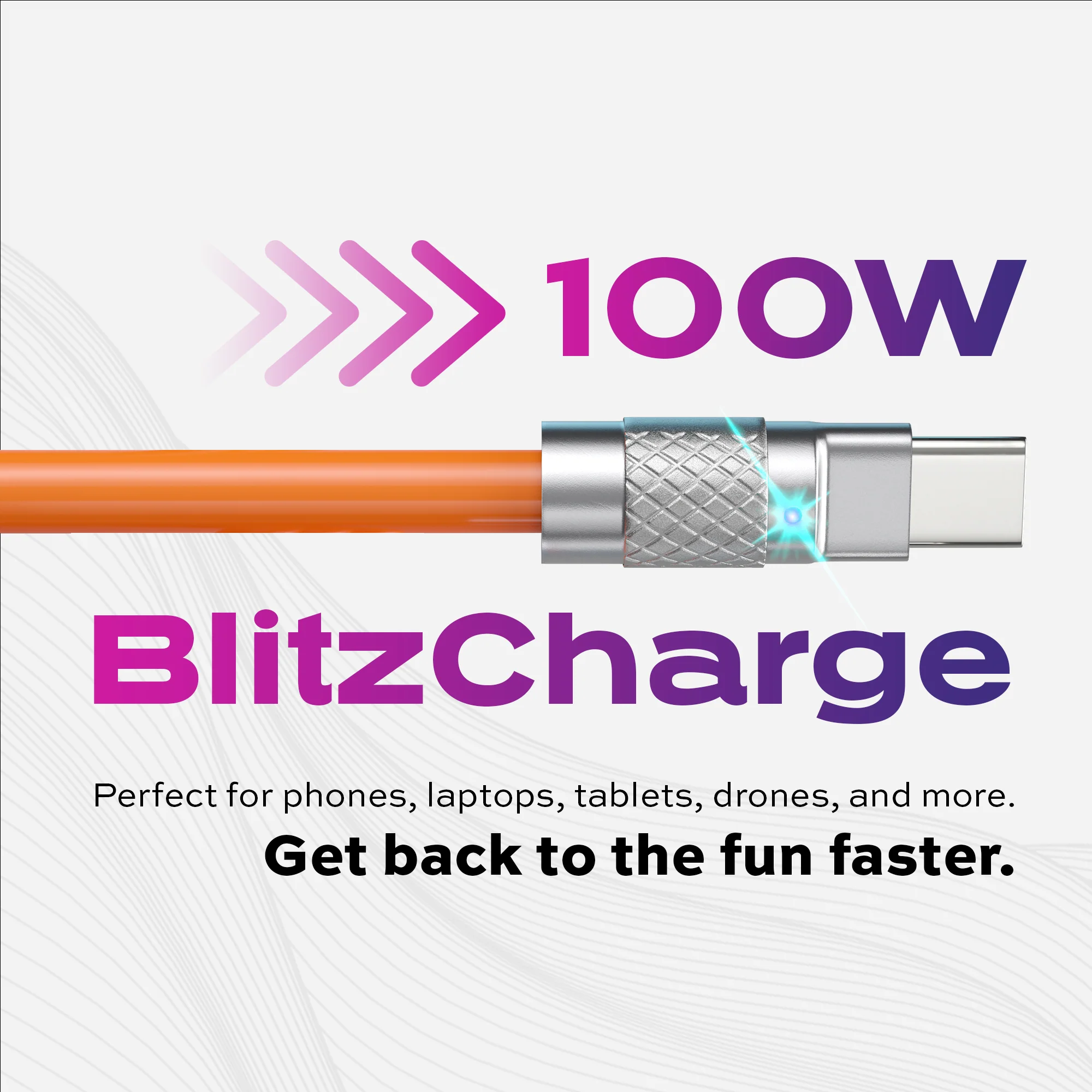 TsumoCharge® | 100W Silicone Charging Cable | Orange - Image 4
